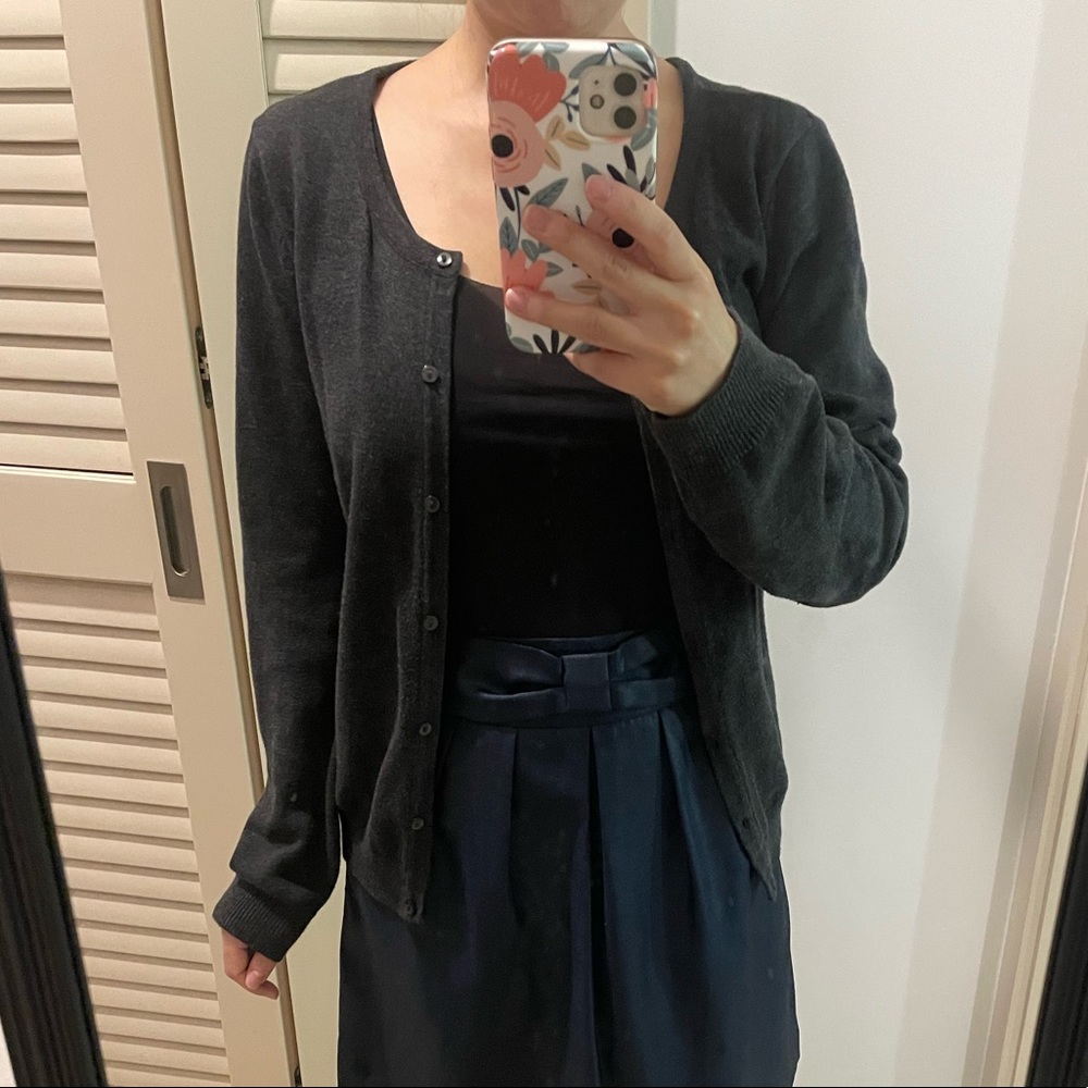 Dark grey H&M crew neck cardigan